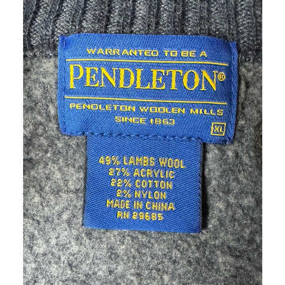 Pendleton Lambswool Men's Full Zip Sweater Vest Jacket Size XL Maroon Navy Blue - Picture 7 of 7